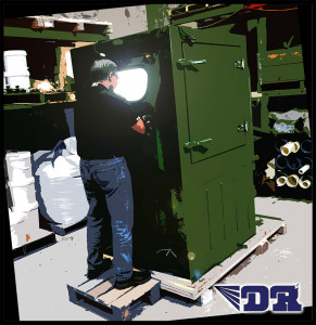 Wetblast machine in use